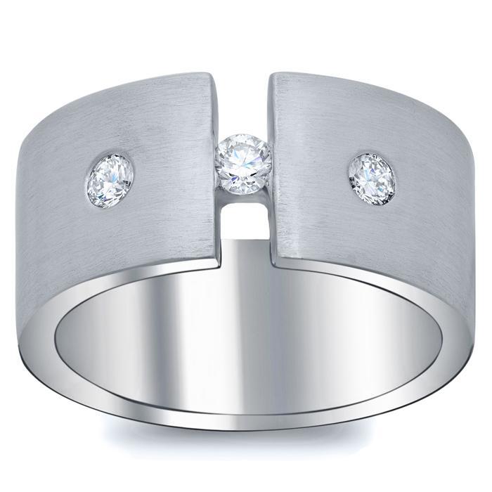Tension and Flush Set Diamond Men's Ring Men's Diamond Wedding Rings deBebians 