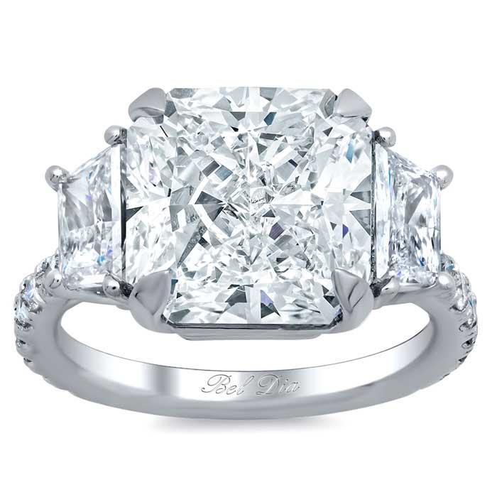 Stone Trapezoid Diamond Engagement Band Ring deBebians