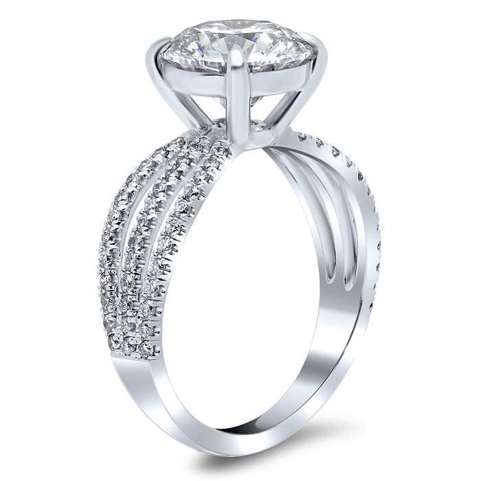 Triple Shank Pave Diamond Engagement Ring Diamond Accented Engagement Rings deBebians 