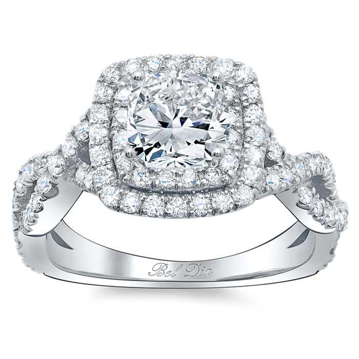 Twisted Split Shank Double Halo Band Engagement Ring – deBebians