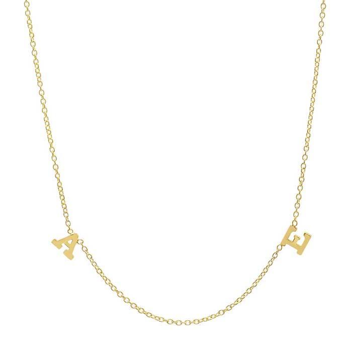 Two Letter Gold Pendant Personalized Necklaces deBebians 14k White Gold No Diamond 