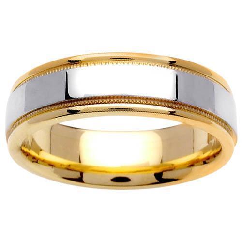 Two Tone Ring with Comfort Fit in 6.5mm 14kt Gold for Men Unique Wedding Rings deBebians 