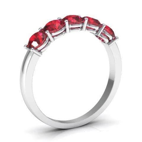 1.00cttw Shared Prong Ruby Five Stone Ring Five Stone Rings deBebians 