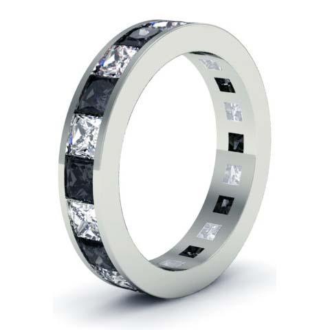 White and Black Diamond Eternity Wedding Band Gemstone Eternity Rings deBebians 