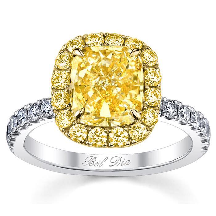 Yellow Diamond Halo Engagement Ring for Canary Diamond Yellow Diamond Engagement Rings deBebians 