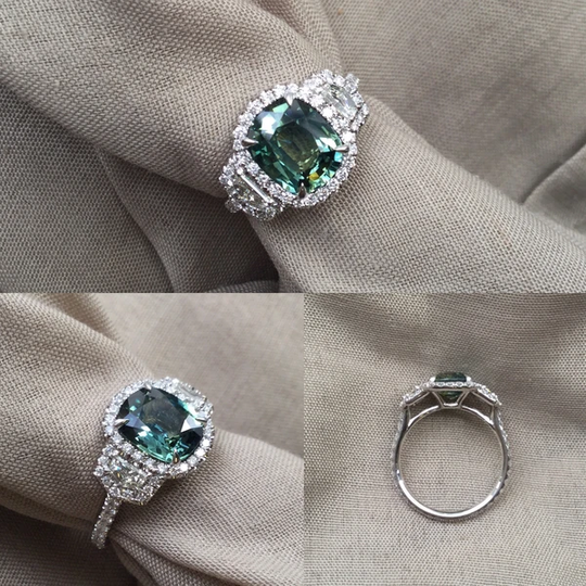 Peacock Sapphire Engagement Rings