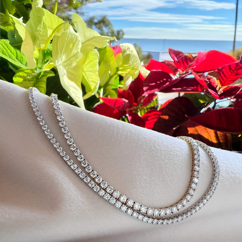 8.00cttw 14kt Yellow Gold Lab Grown Diamond Tennis Necklace - 16"