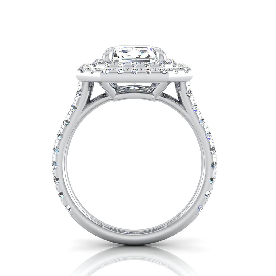 Emerald Cut Double Halo Engagement Ring | deBebians