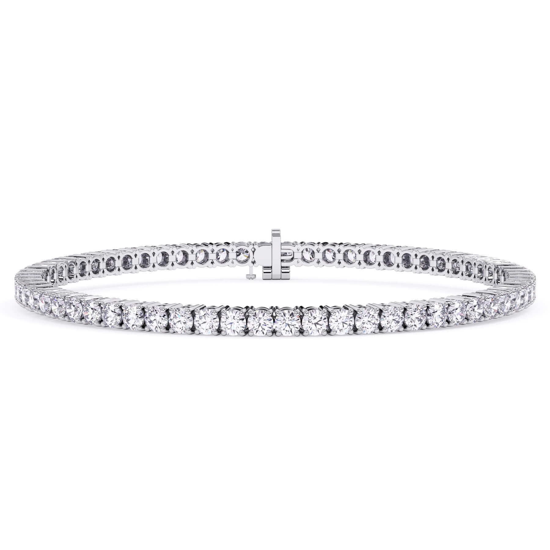 5 Carat Lab Grown Diamond Tennis Bracelet Shown in White Gold, Showing the Full Bracelet