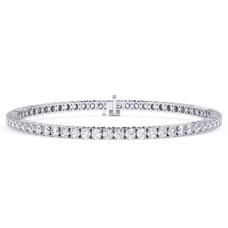 5 Carat Lab Grown Diamond Tennis Bracelet Shown in White Gold, Showing the Full Bracelet
