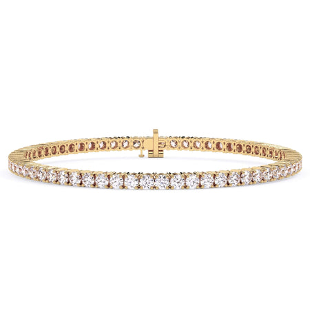5 Carat Lab Grown Diamond Tennis Bracelet Shown in Yellow Gold, Showing the Full Bracelet