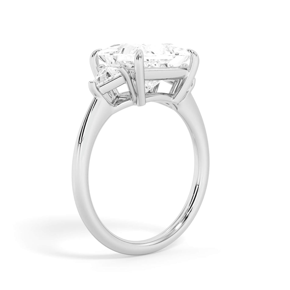 Classic Three Stone Engagement Ring with Trillion Diamonds