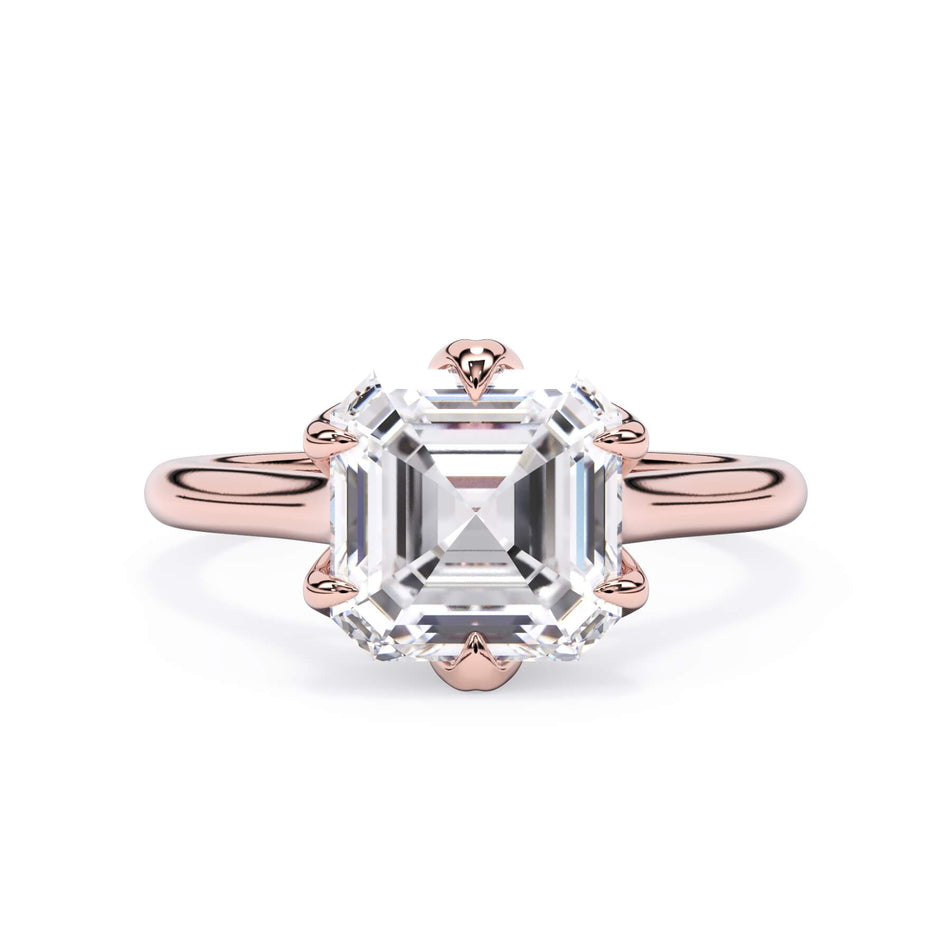 Petal Solitaire with Diamond Under Halo Engagement Ring Setting