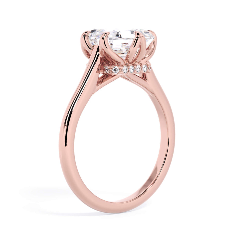 Petal Solitaire with Diamond Under Halo Engagement Ring Setting