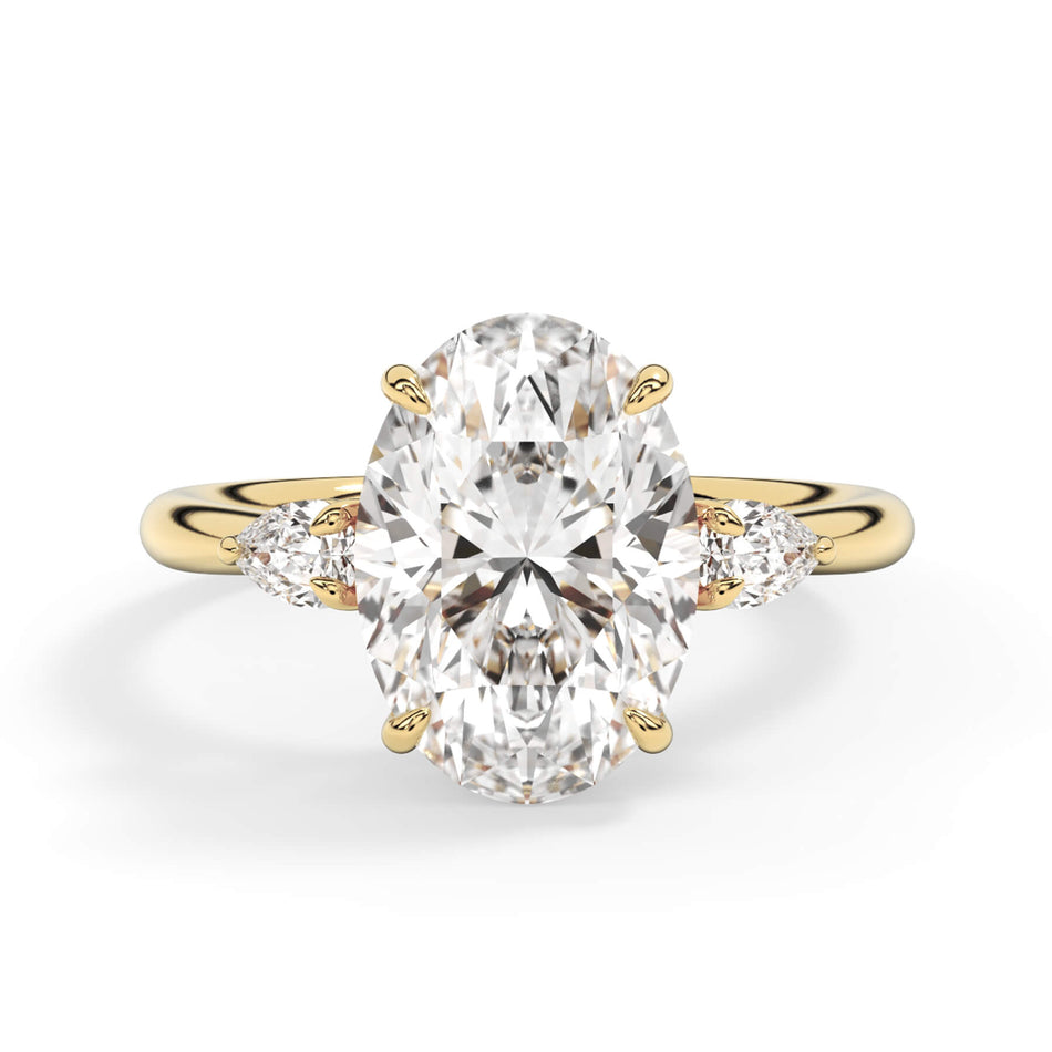 Round Three Stone Engagement Ring with Pears