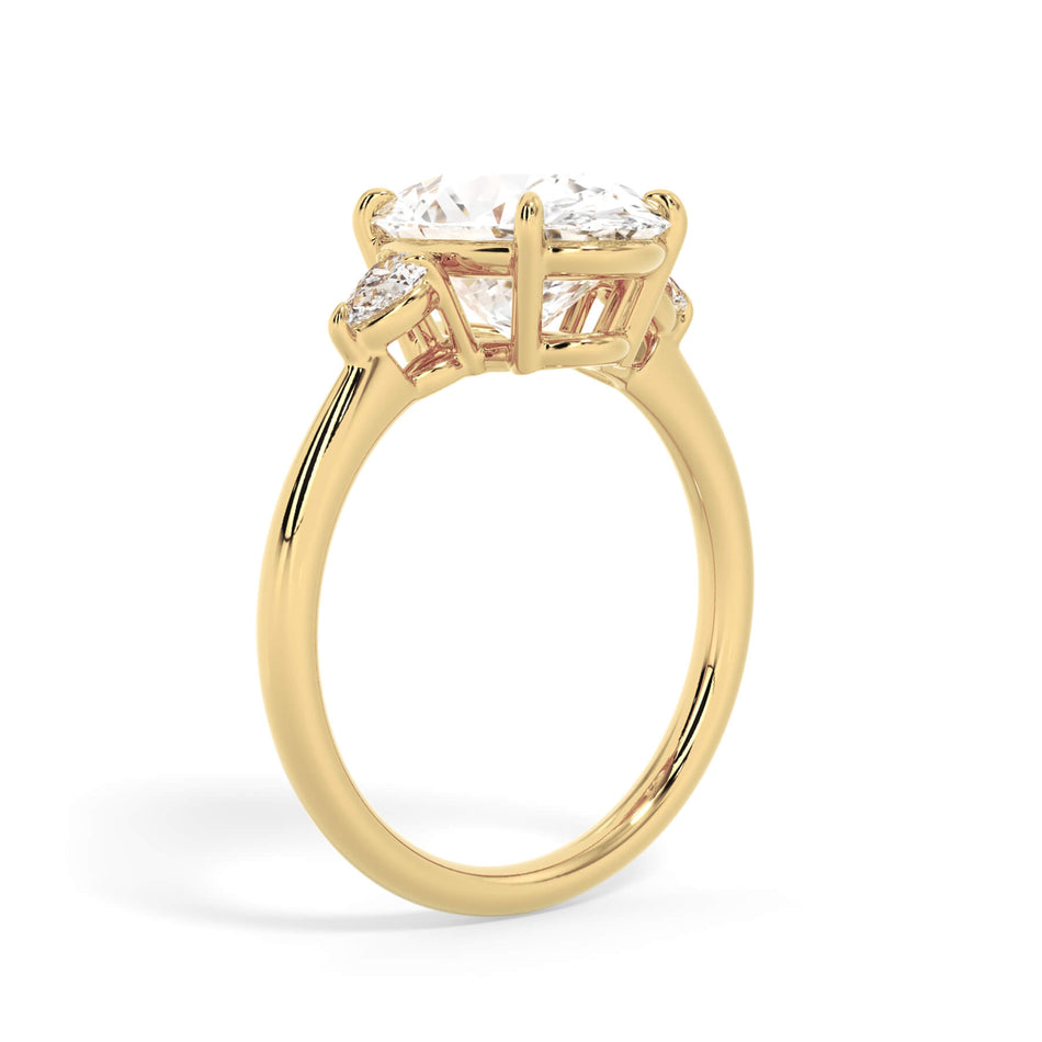 Round Three Stone Engagement Ring with Pears