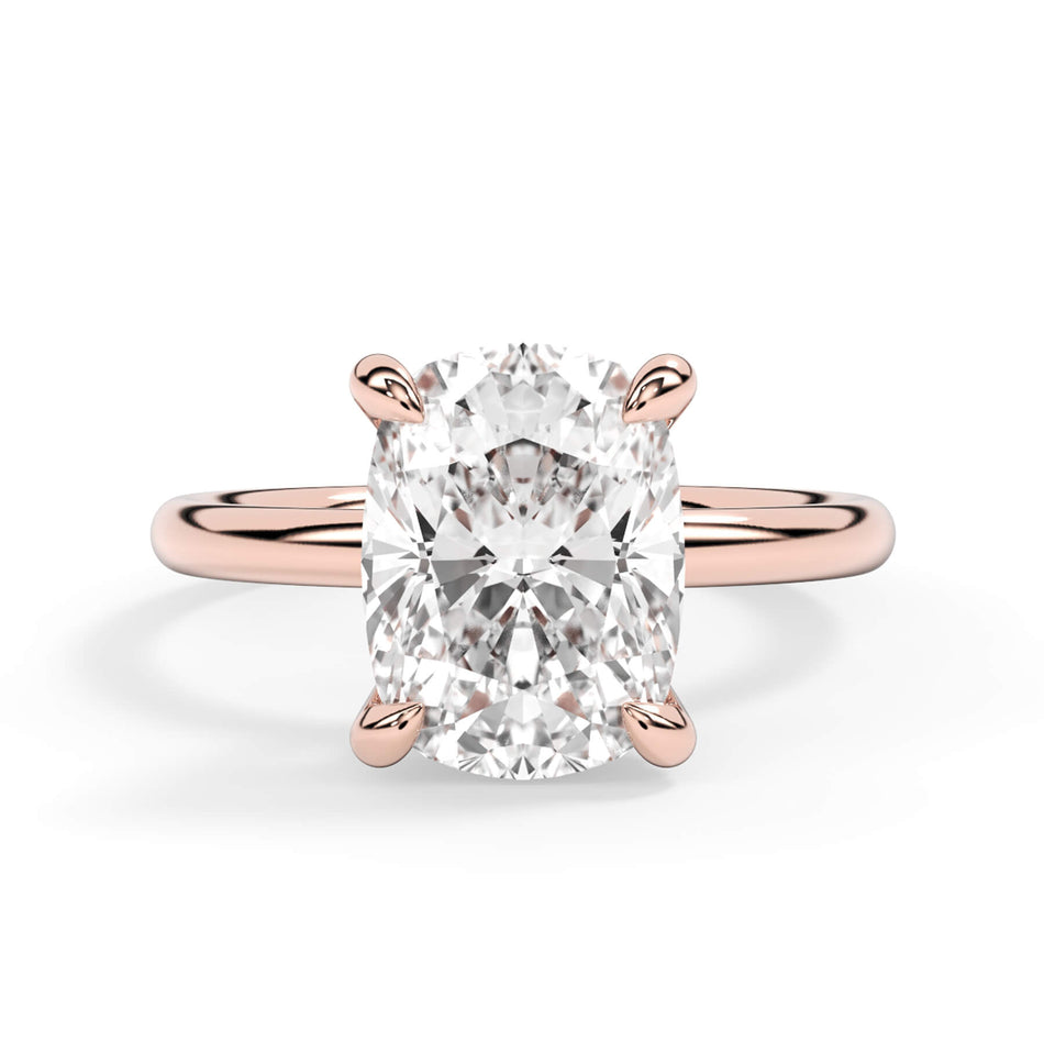 Under Halo Diamond Accented Engagement Ring with Plain Band