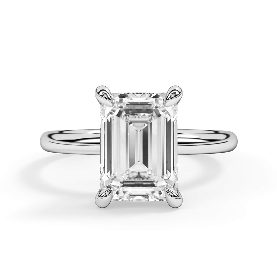 Under Halo Diamond Accented Engagement Ring with Plain Band