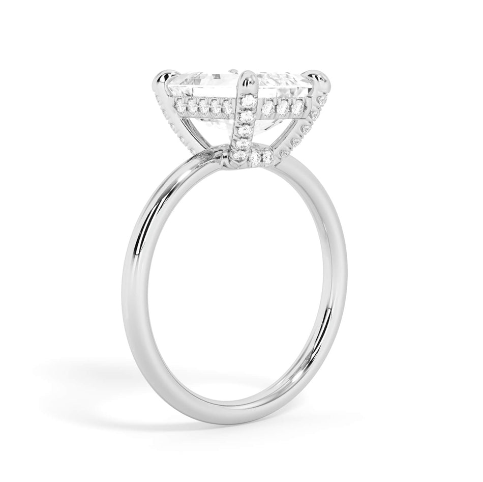 Under Halo Diamond Accented Engagement Ring with Plain Band