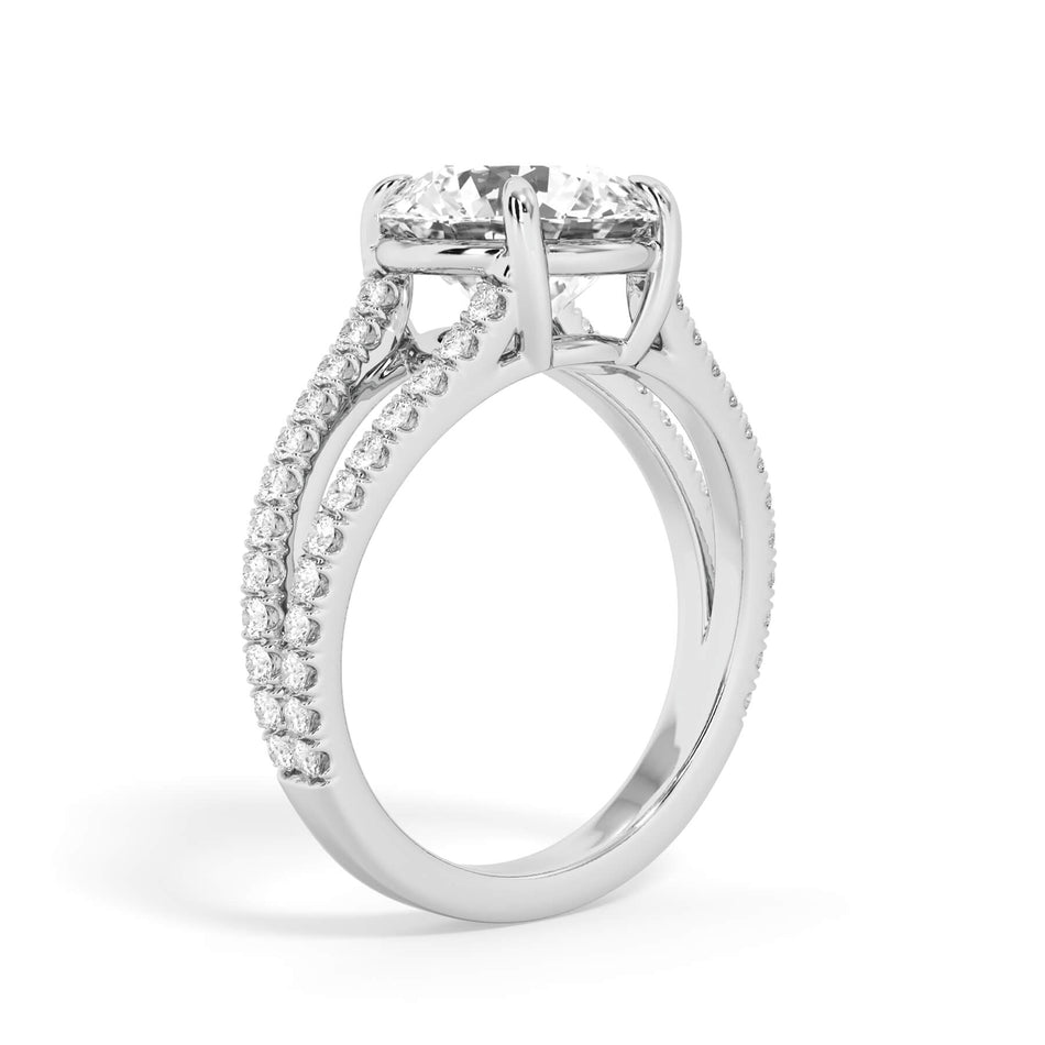 Pave Diamond Split Shank Engagement Ring