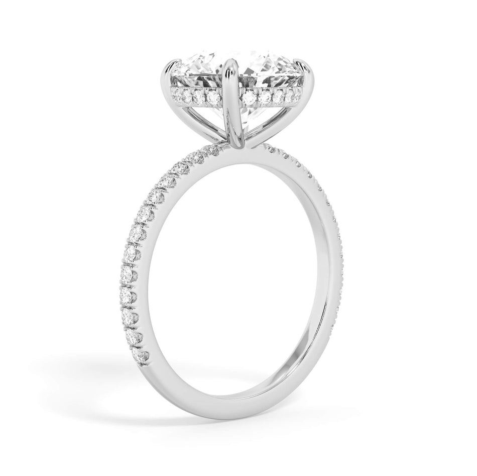 Under Halo Engagement Ring Setting with Pave Band