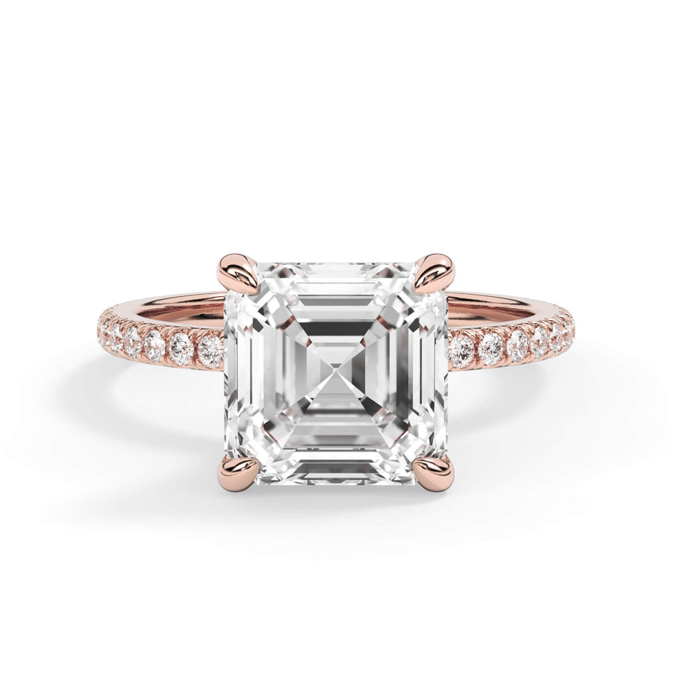 Under Halo with Diamond Shank Engagement Ring - Rose Gold Wrap