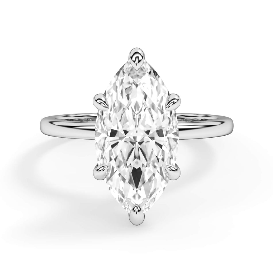 Under Halo Diamond Wrap Engagement Ring - Yellow Gold Wrap (SKU: HE387-PYW) Shown with Marquise Shape Diamond in White Gold or Platinum in Yellow Gold - Front View