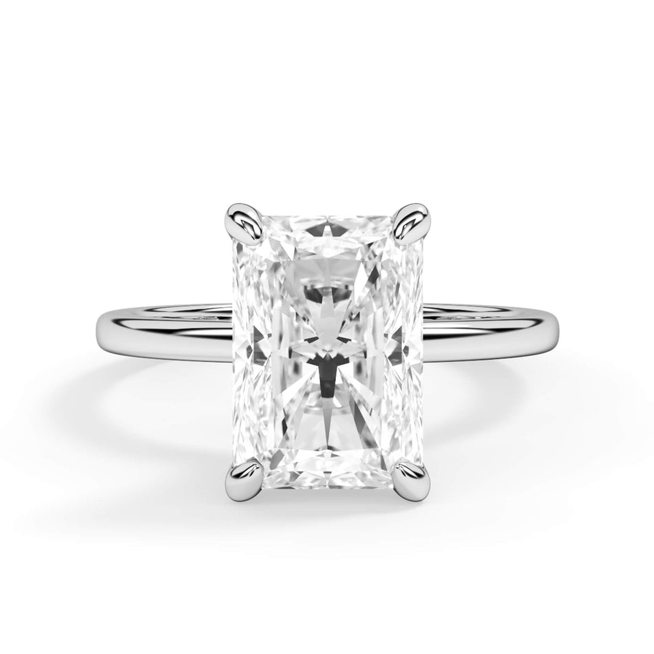 Under Halo Diamond Wrap Engagement Ring - Yellow Gold Wrap (SKU: HE387-PYW) Shown with Radiant Shape Diamond in White Gold or Platinum in Yellow Gold - Front View