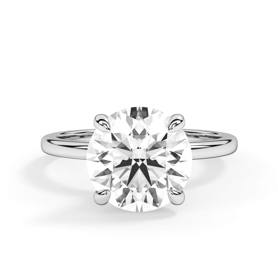 Under Halo Diamond Wrap Engagement Ring - White Gold Wrap (SKU: HE387-PWW) Shown with Round Shape Diamond in White Gold or Platinum in White Gold or Platinum - Front View