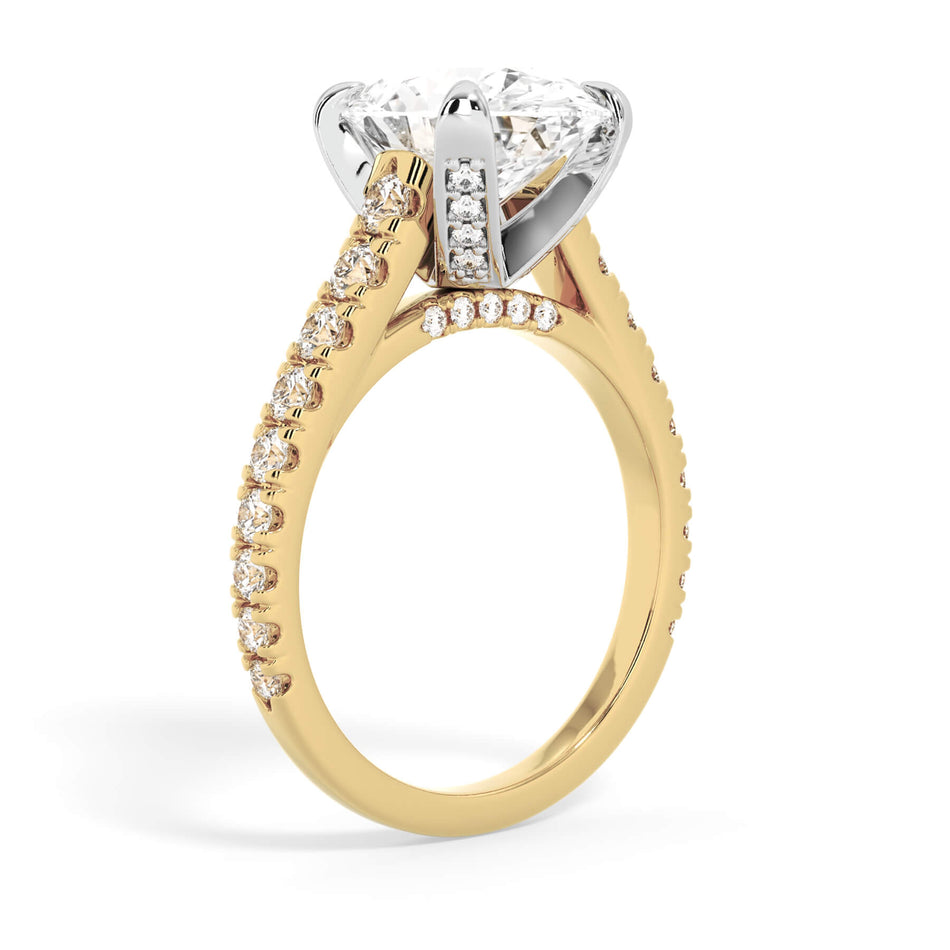 Tapered Diamond Accented Engagement Ring with Bridge - White Gold Head