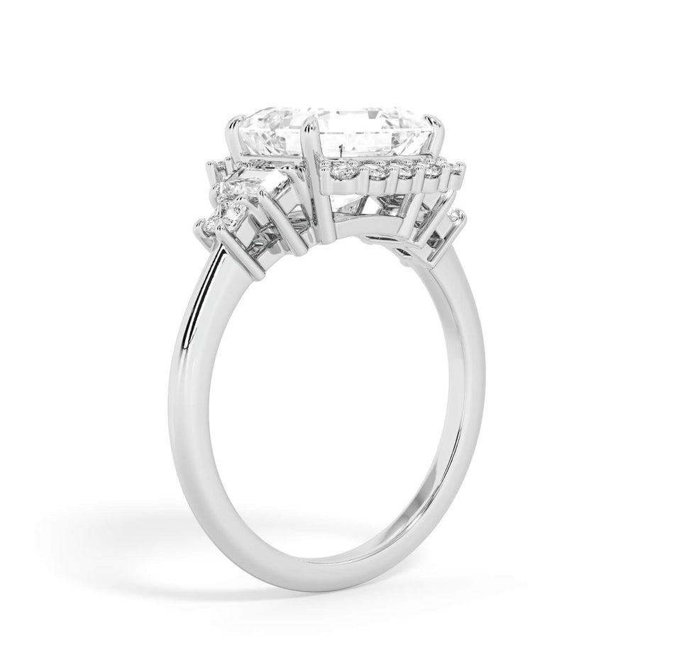 Five Stone Engagement Ring with Partial Halo