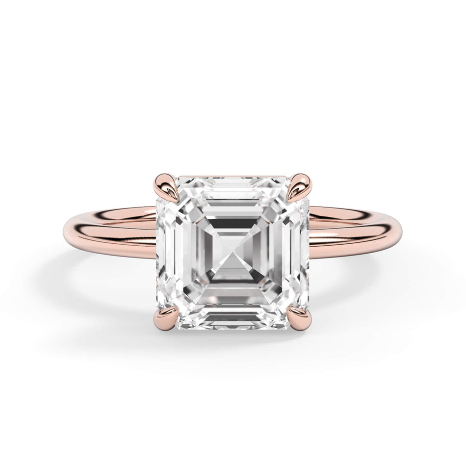 Two-Tone Basket Style Solitaire Engagement Ring - Rose Gold Head