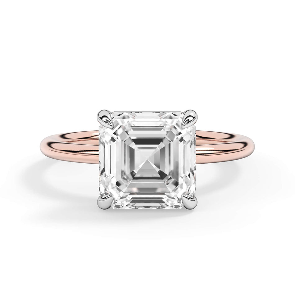 Two-Tone Basket Style Solitaire Engagement Ring - White Gold Head