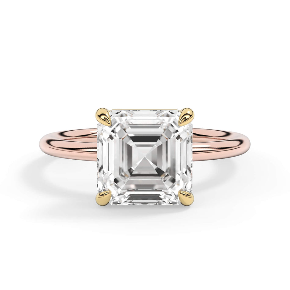 Two-Tone Basket Style Solitaire Engagement Ring - Yellow Gold Head