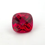 5.71ct 10x10mm Cushion with Checkerboard Facets Lab Grown Ruby