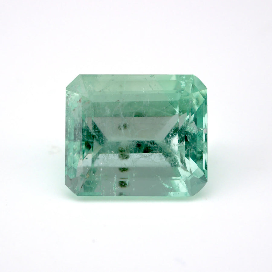4.19ct 10.5 x 9.0mm Emerald Cut Lime Green Natural Emerald