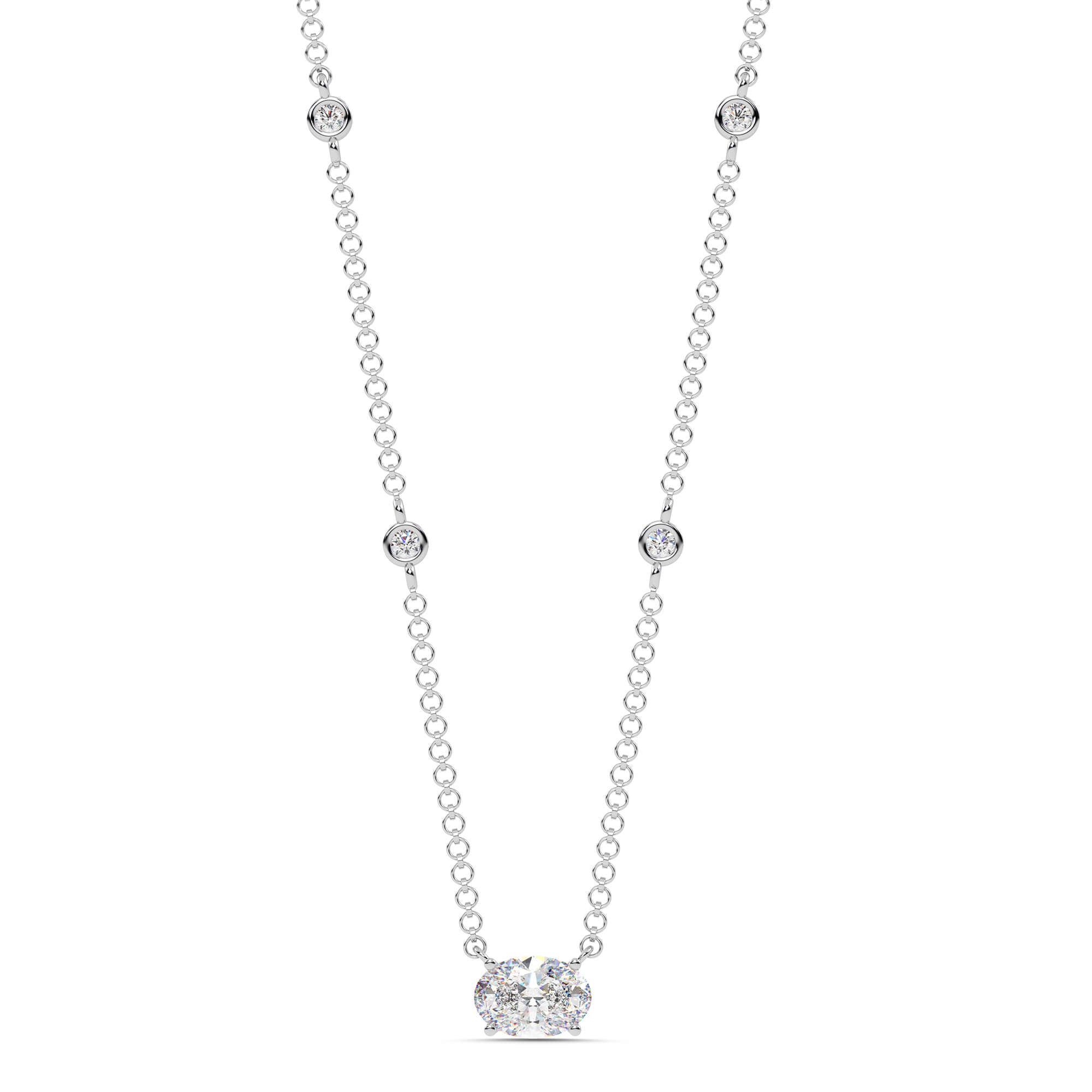 1.30cttw Lab-Grown Oval Diamond Station Necklace