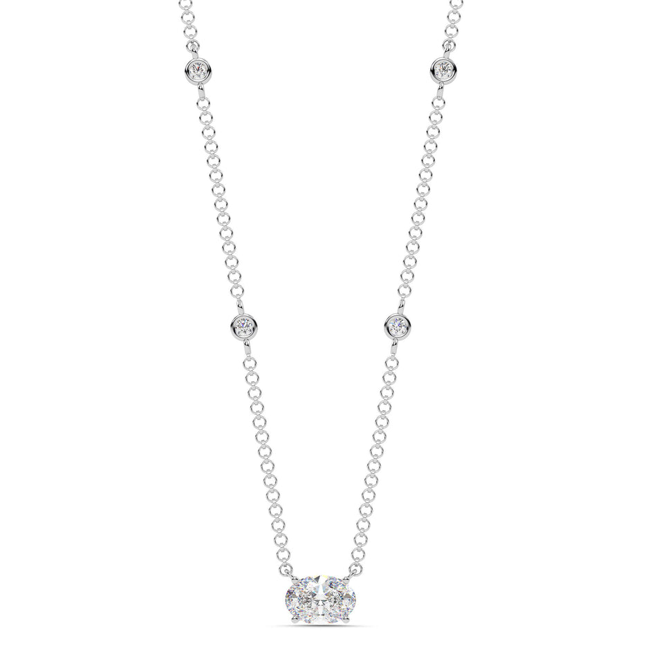 1.30cttw Lab-Grown Oval Diamond Station Necklace