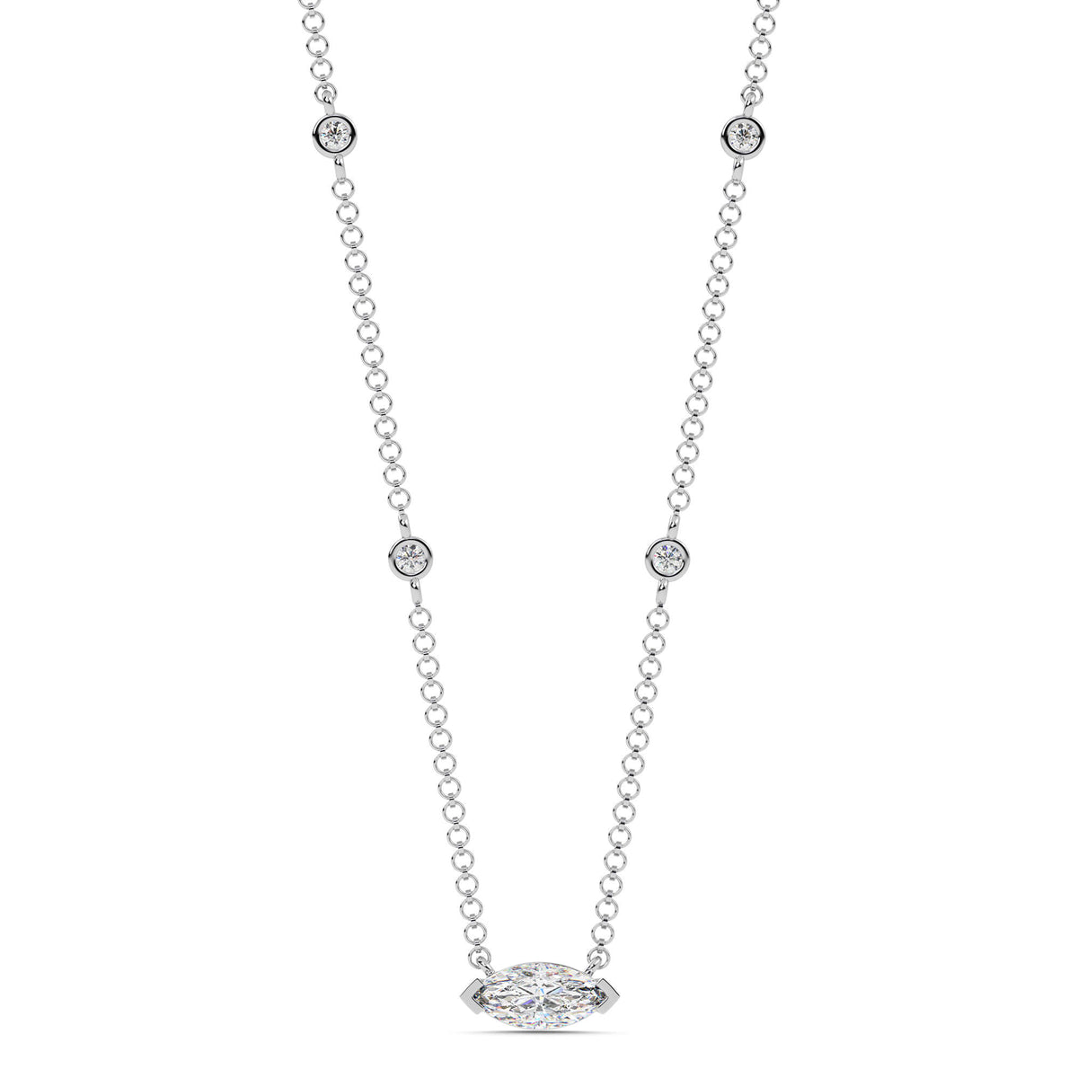 1.10cttw Lab-Grown Marquise & Round Diamond Station Necklace
