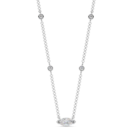 1.10cttw Lab-Grown Marquise & Round Diamond Station Necklace