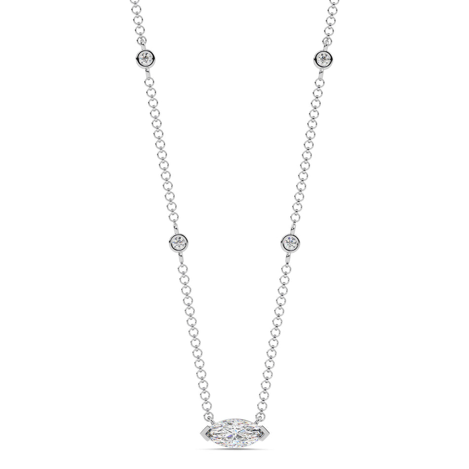 1.10cttw Lab-Grown Marquise & Round Diamond Station Necklace