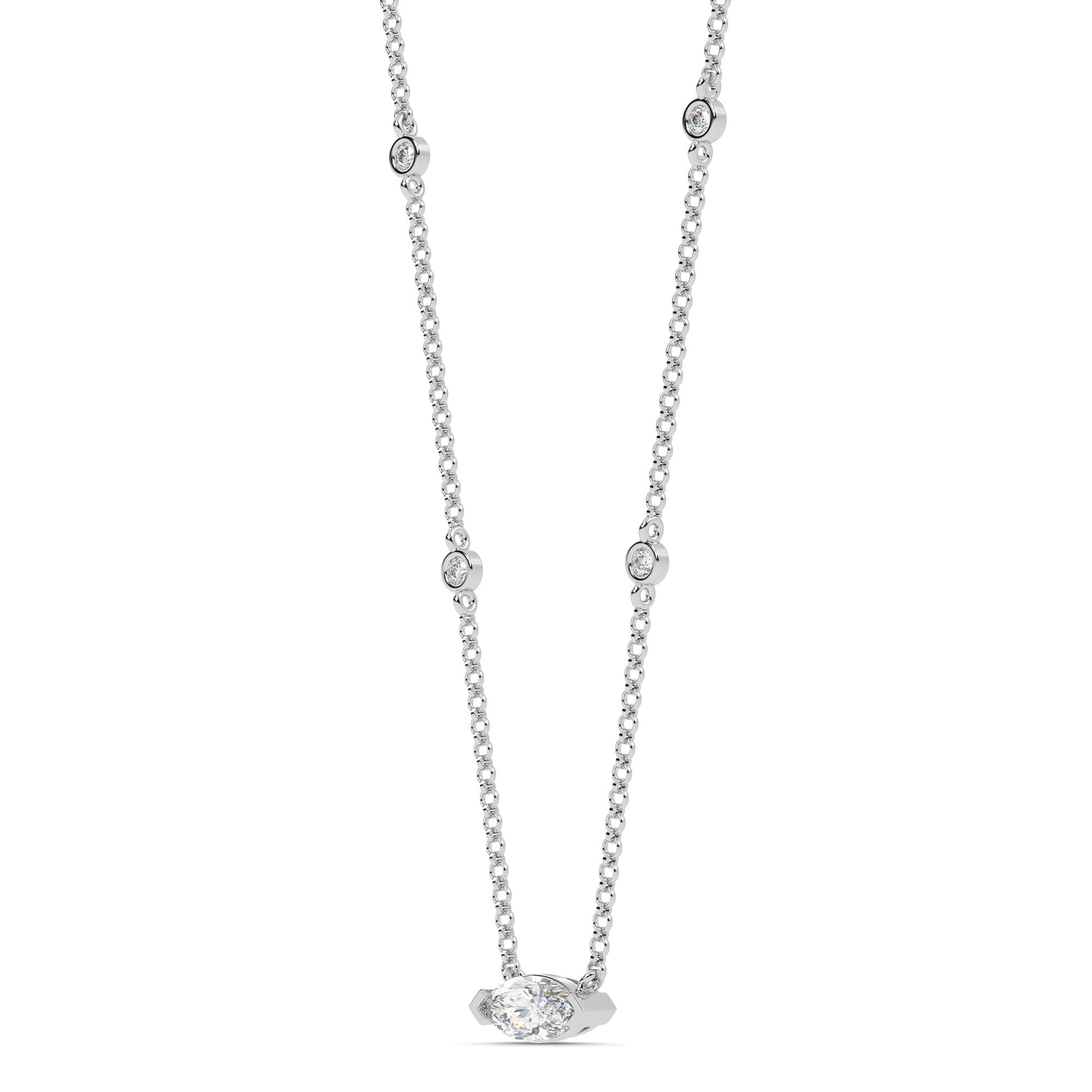 1.10cttw Lab-Grown Marquise & Round Diamond Station Necklace