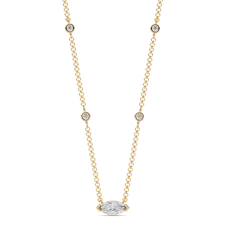 1.10cttw Lab-Grown Marquise & Round Diamond Station Necklace