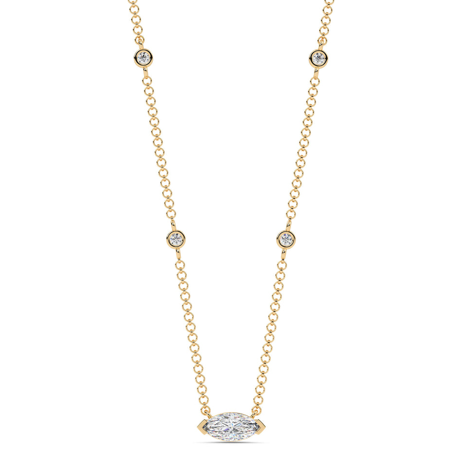 1.10cttw Lab-Grown Marquise & Round Diamond Station Necklace