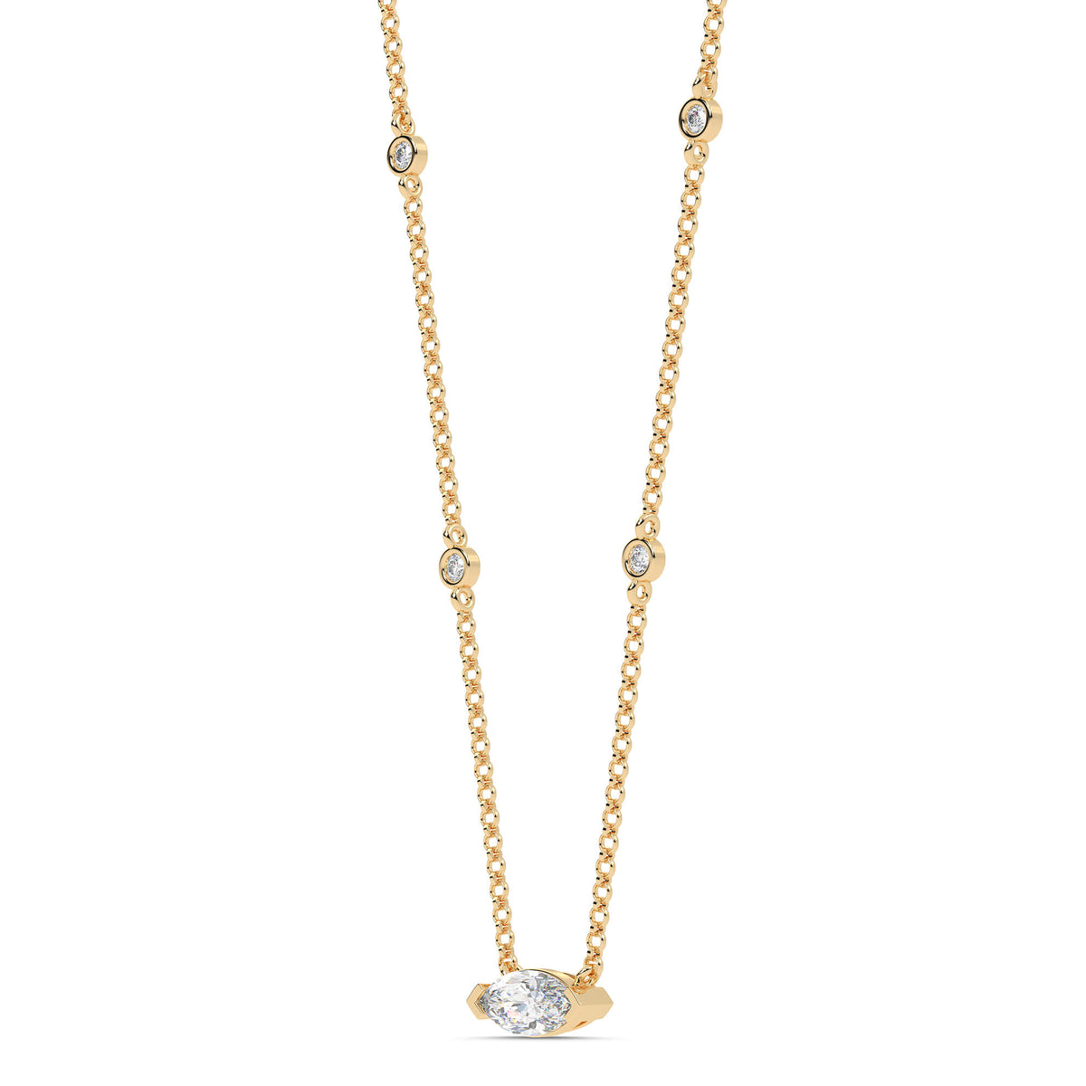 1.10cttw Lab-Grown Marquise & Round Diamond Station Necklace