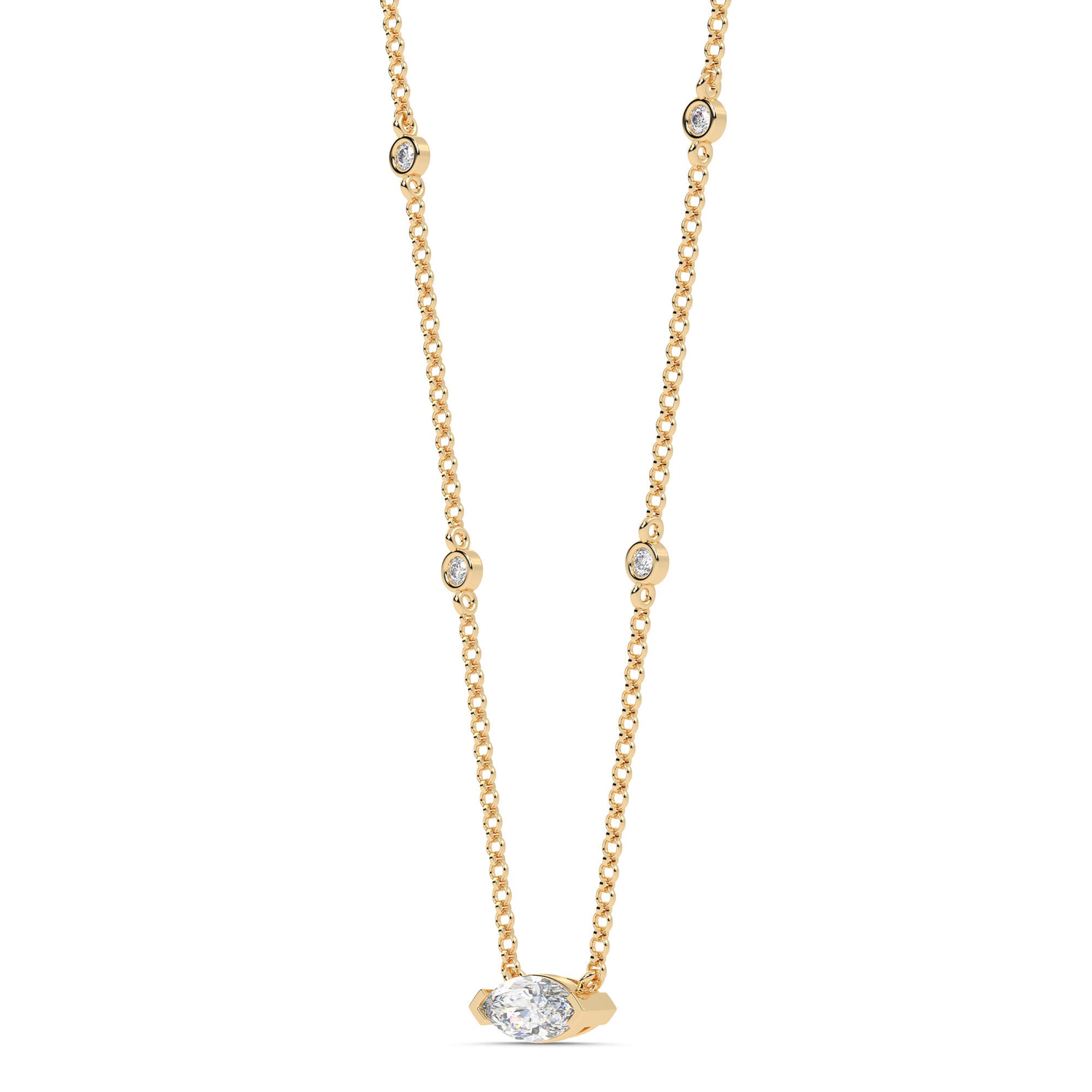 1.10cttw Lab-Grown Marquise & Round Diamond Station Necklace
