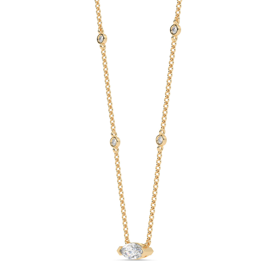 1.10cttw Lab-Grown Marquise & Round Diamond Station Necklace