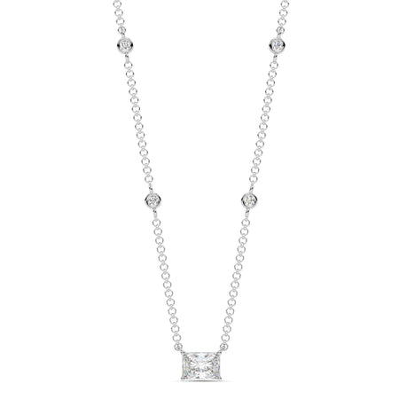 1.10cttw Lab-Grown Radiant and Round Diamond Station Necklace