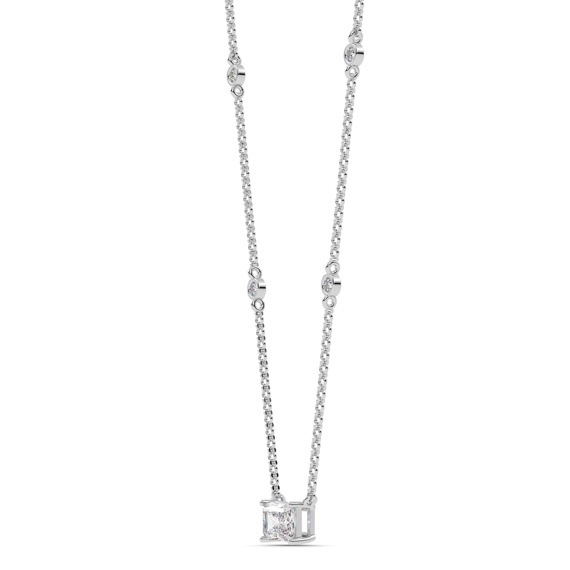 1.10cttw Lab-Grown Radiant and Round Diamond Station Necklace