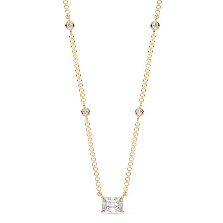 1.10cttw Lab-Grown Radiant and Round Diamond Station Necklace